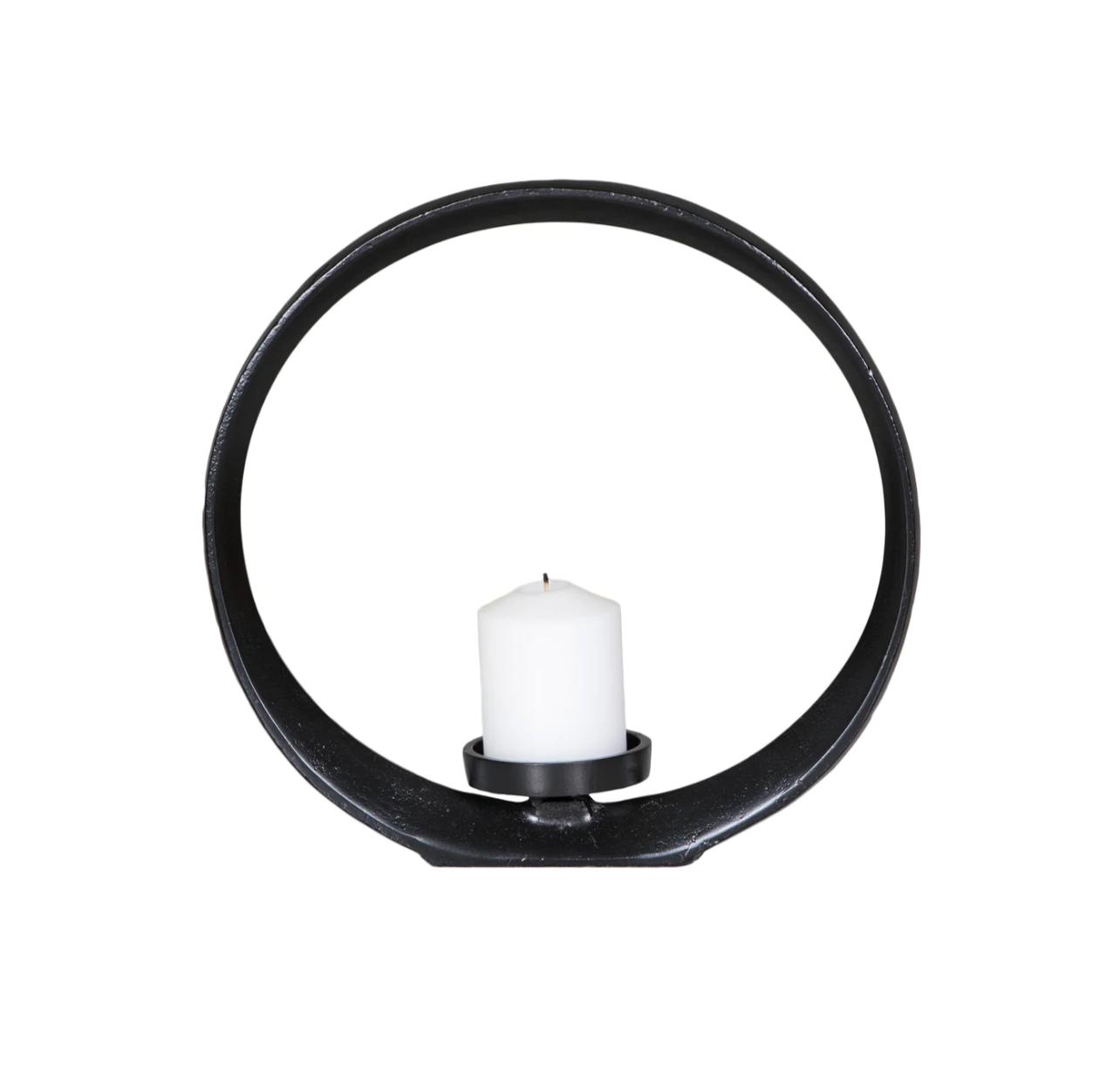 Circle Candle Holder Black