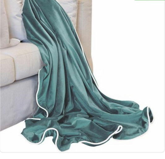 Sage Green Velvet Throw